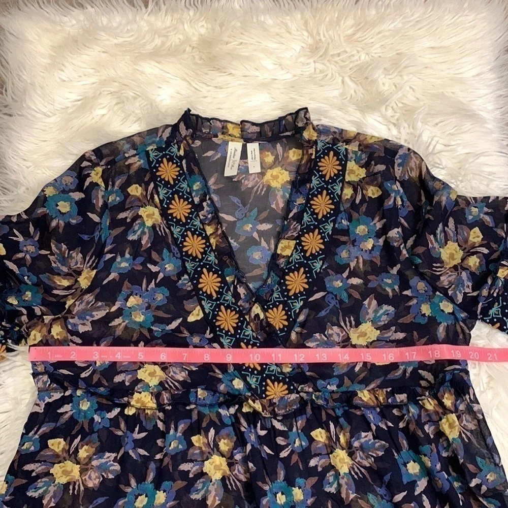 Anthropologie Meadow Rue Strasser floral embroidered peasant top S - Picture 10 of 12